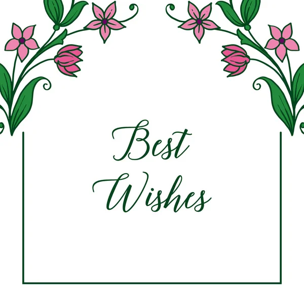 Ilustração vetorial lettering melhores desejos com moldura de flor roxo beleza —  Vetores de Stock