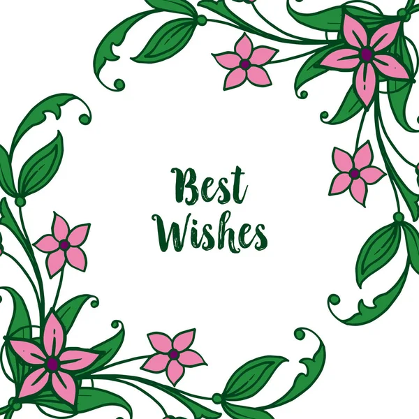 Yaprak çiçek çerçeveleri sanatı ile Vektör illüstrasyon afiş en iyi dilek