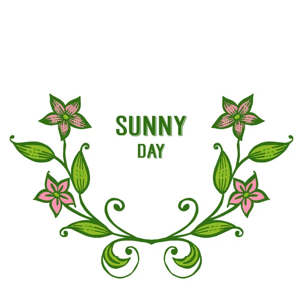 Vektör illüstrasyon güneşli gün harfleri ile çeşitli yaprak çiçek çerçeve
