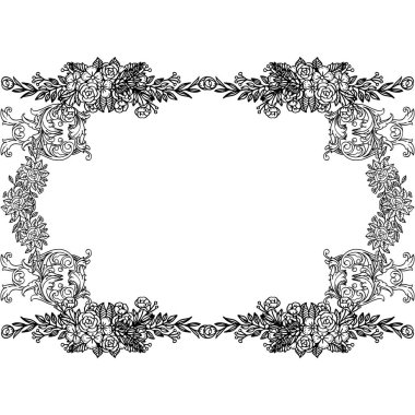 Çiçek çerçeveli vektör illüstrasyon tasarım süs