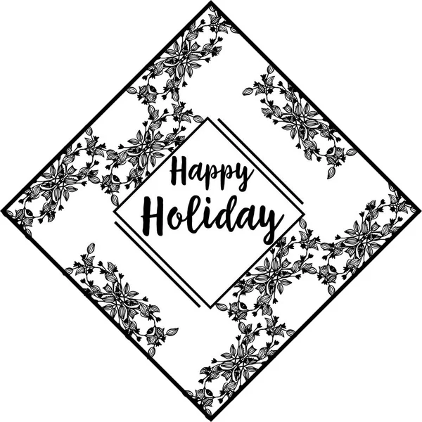 Illustration vectorielle carte de vœux joyeuses vacances avec couronne de style cadre — Image vectorielle