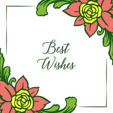 Vektör illüstrasyon renkli bouqet çerçeveler en iyi dilek metin için çiçek