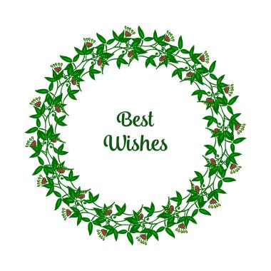 Vektör illüstrasyon dekoratif en iyi dilek çeşitli desen yeşil yapraklı çiçek çerçevesi ile