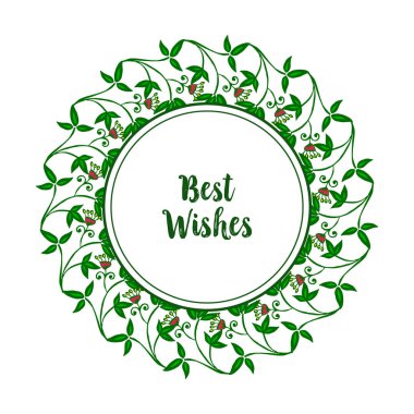 Vektör illüstrasyon kartı yeşil yapraklı çiçek çerçeveleri çeşitli kalabalık ile en iyi dilek