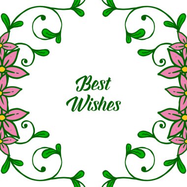 Vektör illüstrasyon davetiye kartı çeşitli stil pembe çelenk çerçeve ile en iyi dilek
