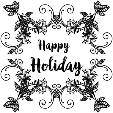 Çiçek çerçeve süslü için Vektör illüstrasyon tebrik kartı mutlu tatil