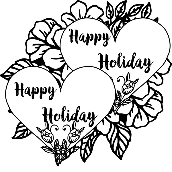 Vector illustratie verschillende patroon bloem frame met het schrijven van Happy Holiday — Stockvector