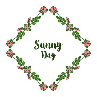 Vektör illüstrasyon tebrik kartı çelenk çerçeve dekorasyonu ile güneşli bir gün