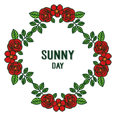 Afiş güneşli gün için Vektör illüstrasyon kırmızı çiçek çerçeve