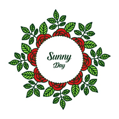 Afiş güneşli gün için Vektör illüstrasyon kırmızı çiçek çerçeve