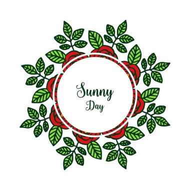 Afiş güneşli gün için Vektör illüstrasyon kırmızı çiçek çerçeve