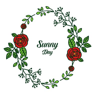 Dekorasyon güneşli gün vektör illüstrasyon tasarım çelenk çerçeve