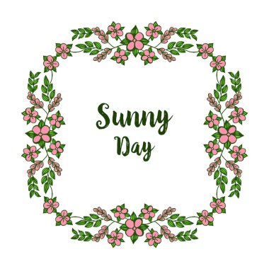 Vektör illüstrasyon afiş güneşli gün için çeşitli şekil çiçek çerçeve