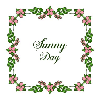Vektör illüstrasyon tebrik kartı çelenk çerçeve dekorasyonu ile güneşli bir gün