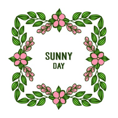 Vektör illüstrasyon tebrik kartı çelenk çerçeve dekorasyonu ile güneşli bir gün