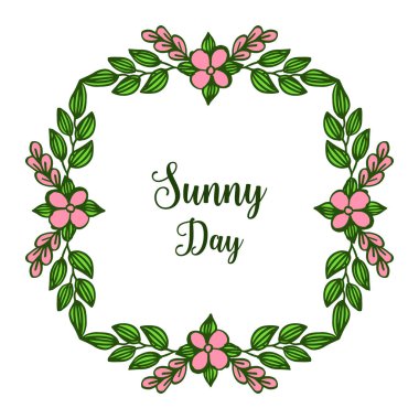 Vektör illüstrasyon tebrik kartı çelenk çerçeve dekorasyonu ile güneşli bir gün