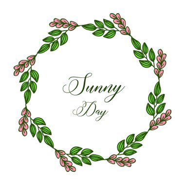 Davet güneşli gün için Vektör illüstrasyon yaprak çiçek çerçeve