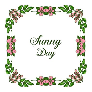 Davet güneşli gün için Vektör illüstrasyon yaprak çiçek çerçeve