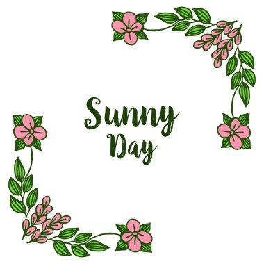 Davet güneşli gün için Vektör illüstrasyon yaprak çiçek çerçeve