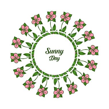 Yaprak çiçek çerçevesi için vektör illüstrasyon dekorasyon güneşli bir gün