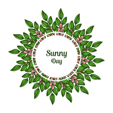 Yaprak çiçek çerçevesi için vektör illüstrasyon dekorasyon güneşli bir gün