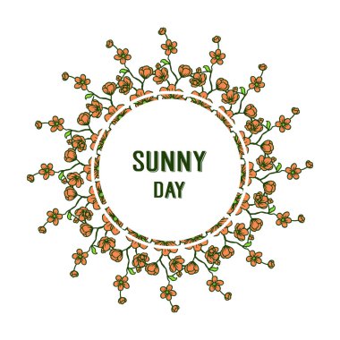 Vektör illüstrasyon güneşli gün çizmek için bahar çiçek çerçeve