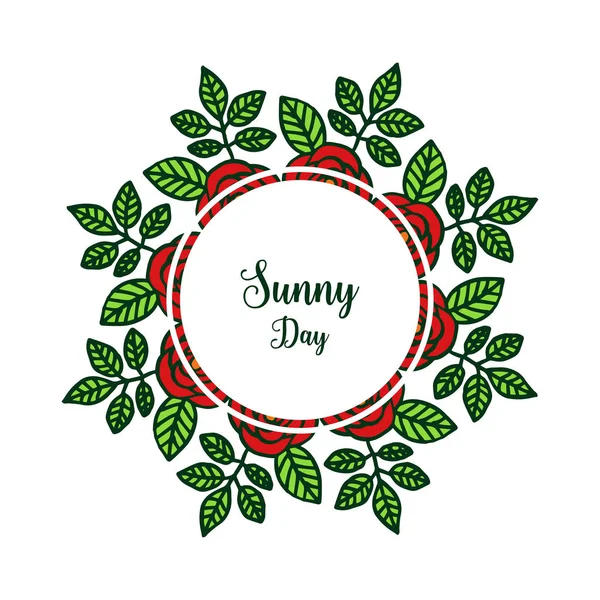 Afiş güneşli gün için Vektör illüstrasyon kırmızı çiçek çerçeve