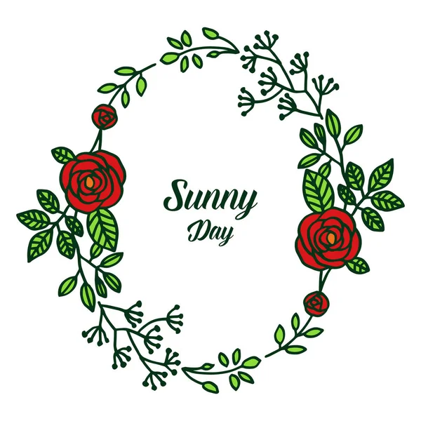 Dekorasyon güneşli gün vektör illüstrasyon tasarım çelenk çerçeve