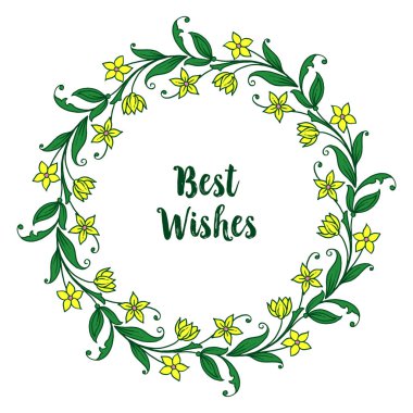 Doku sarı çiçek çerçeve için vektör illüstrasyon en iyi dilek