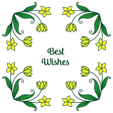 Zarif sarı çiçek çerçeveleri için vektör illüstrasyon davetiye kartı en iyi dilek