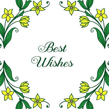 Vektör illüstrasyon sanat yaprak çiçek çerçeve için en iyi dilek metin