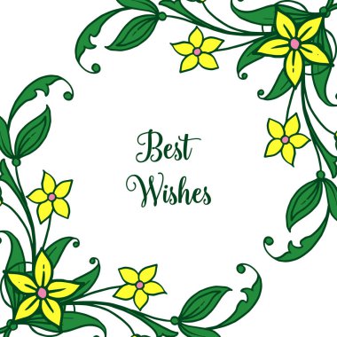 Vektör illüstrasyon şekil sarı çiçek çerçeve için en iyi dilek yazma