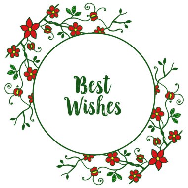 Vektör illüstrasyon en iyi dilek şablonu ile kırmızı çiçek çerçeve çeşitli kalabalık