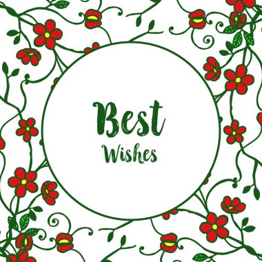 En iyi dilek tebrik kartı ile kırmızı çelenk çerçeve Vektör illüstrasyon güzelliği