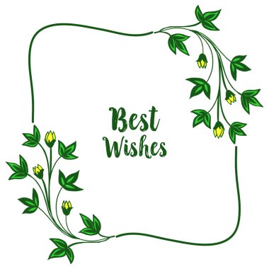 Vektör illüstrasyon en iyi dilek metin ile çeşitli doku yaprak çiçek çerçeve