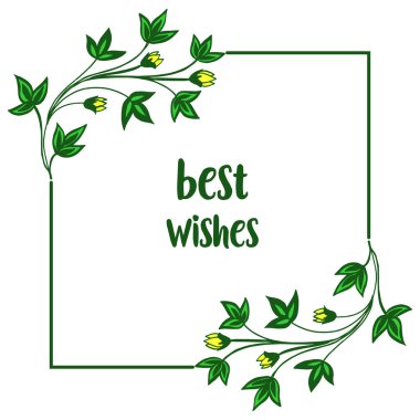 Vektör illüstrasyon en iyi dilek metin ile çeşitli doku yaprak çiçek çerçeve