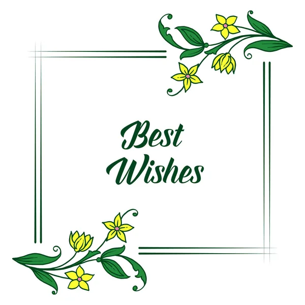Vector illustration best wishes for texture yellow floral frame