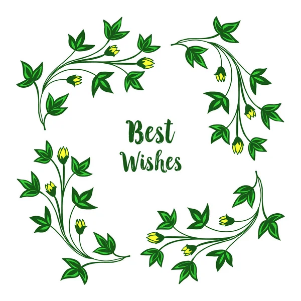 Vektör illüstrasyon en iyi dilek metin ile çeşitli doku yaprak çiçek çerçeve