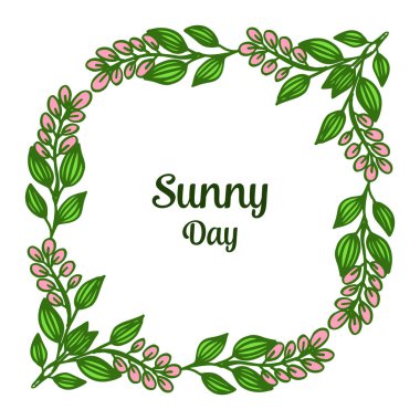 Vektör illüstrasyon yaprak çiçek çerçevesi ile güneşli gün süslü