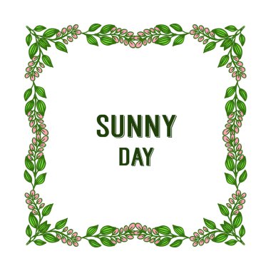 Vektör illüstrasyon yaprak çiçek çerçevesi ile güneşli gün süslü