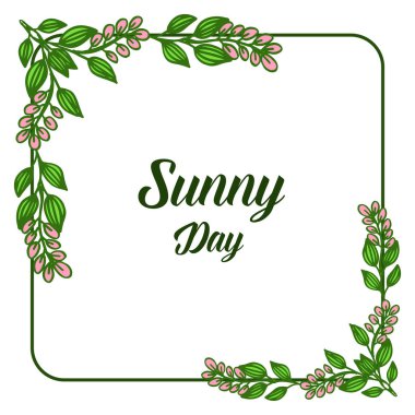 Vektör illüstrasyon yaprak çiçek çerçevesi ile güneşli gün süslü