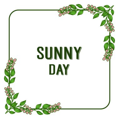Vektör illüstrasyon yaprak çiçek çerçevesi ile güneşli gün süslü