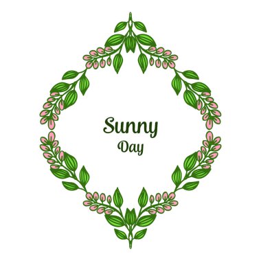 Vektör illüstrasyon tasarım güneşli gün için çeşitli yaprak çiçek çerçeve
