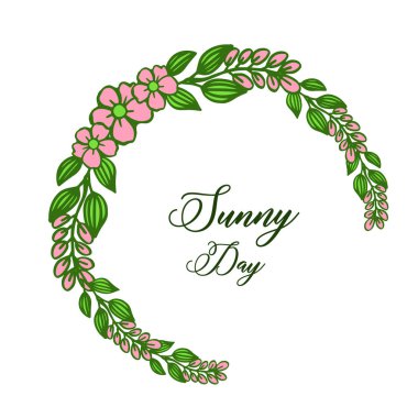 Vektör illüstrasyon tebrik kartı yaprak çiçek çerçeve tarzı ile güneşli bir gün