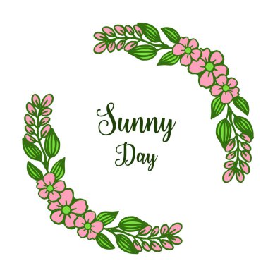 Vektör illüstrasyon tebrik kartı yaprak çiçek çerçeve tarzı ile güneşli bir gün