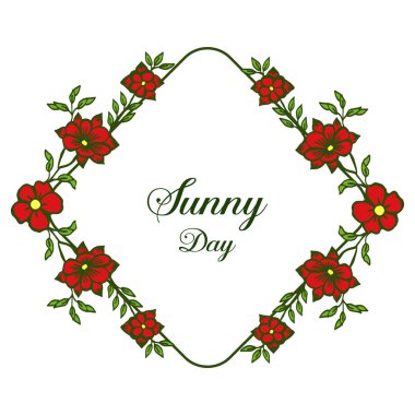 Süslü çiçek çerçeveli vektör illüstrasyon kırmızı çiçek çerçevesi