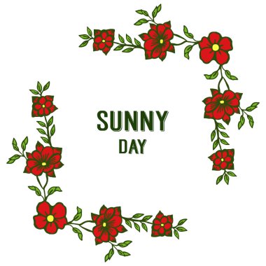 Süslü çiçek çerçeveli vektör illüstrasyon kırmızı çiçek çerçevesi
