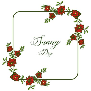 Vektör illüstrasyon tasarım çiçek çerçeve için güneşli gün yazma çeşitli