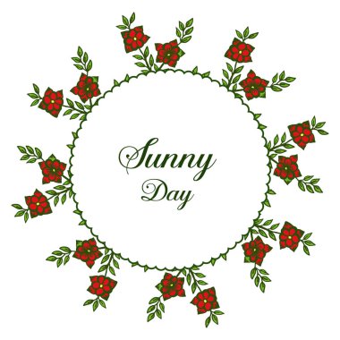 Çiçek çerçeve süslü vektör illüstrasyon afiş güneşli bir gün
