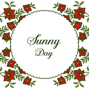 Çiçek çerçeve süslü vektör illüstrasyon afiş güneşli bir gün